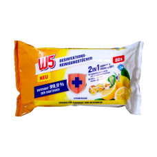 Влажные салфетки для уборки W5 2в1 дезинфекция и очистка Сitrus 80 шт.