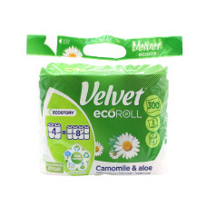 Туалетная бумага Velvet Camomile&Aloe Eco Roll  4=8 рул. 3 слоя 300 отрывов