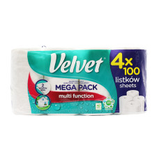 Паперові рушники Velvet Mega Pack двошарові 4 рулони