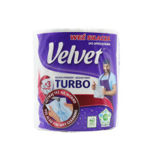 Бумажные полотенца Velvet Turbo трехслойные 1 рулон 330 отрывов
