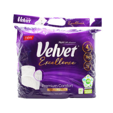 Туалетная бумага Velvet Excellence Silk Proteins четырехслойная 160 отрывов 9 рулонов