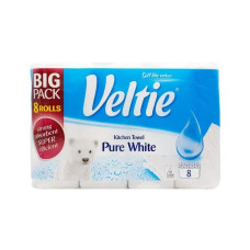 Бумажные полотенца Veltie Pure White 8 рулонов 2 слоя 47 отрывов